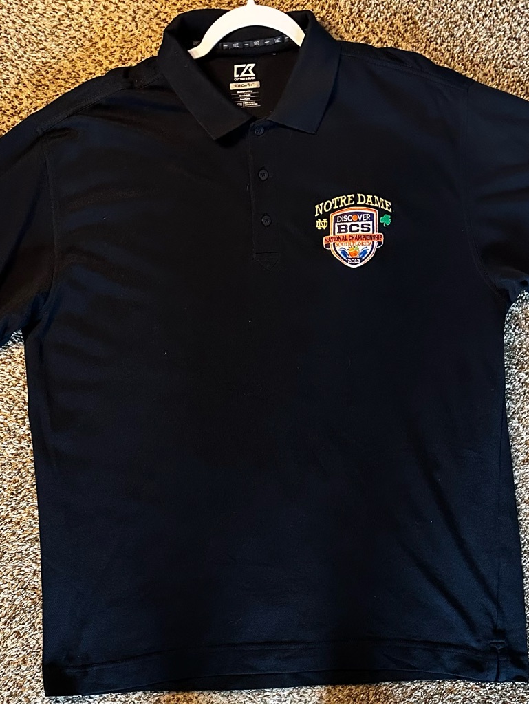 Notre Dame 2013 Navy Polo Shirt With Bcs National Championship Patch